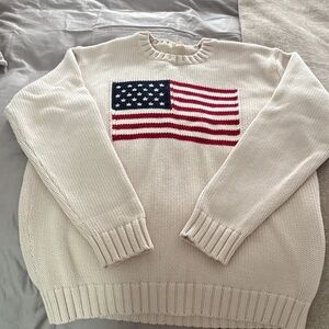 Brandy Melville Cream Sweater with American Flag